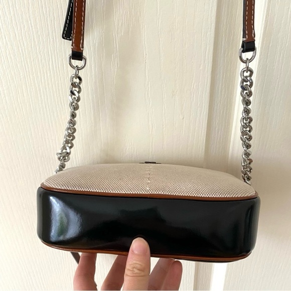 Tory Burch McGraw Color Block Patent Leather Canvas Camera Crossbody Bag - Picture 8 of 15